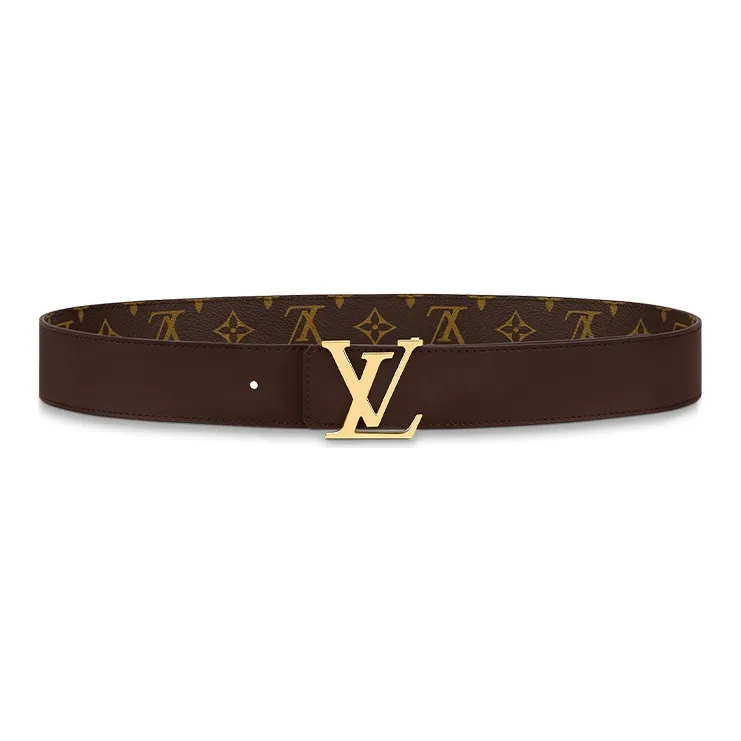 LOUIS VUITTON Monogram Smooth Buckle Cow Leather Leather Belts Men's Brown Width: 4cm-2