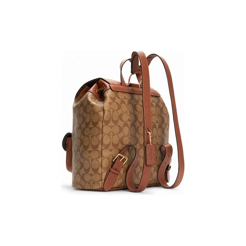 COACH Pennie Cow Leather Backpack Large Size Women's Caramel Brown-1