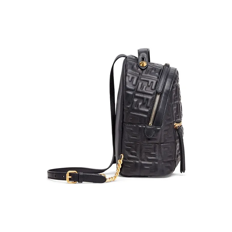 FENDI Nappa Sheepskin Backpack Regular Unisex Black-2