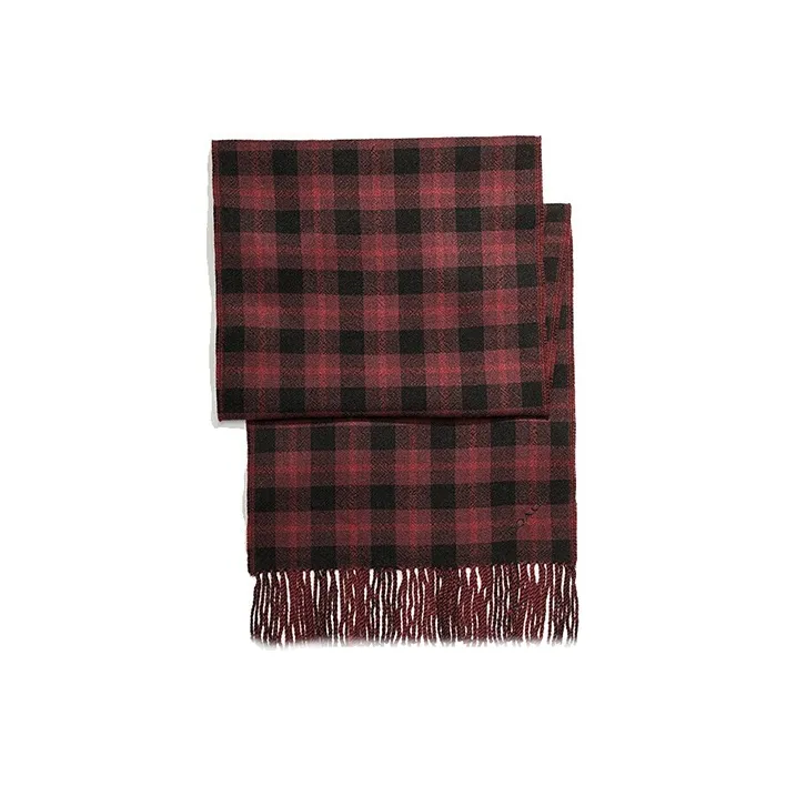 COACH Knit Scarves Unisex Burgundy-1