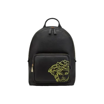 VERSACE Cow Leather Backpack Men's Black