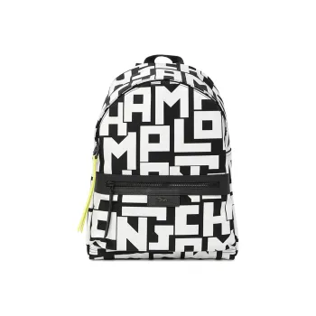 LONGCHAMP Polyamide Canvas Fabric Backpack Small Size Women's Black White Multicolor
