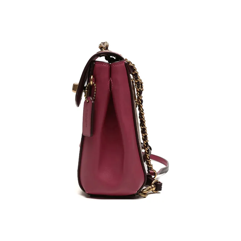 COACH Parker Calfskin With Coated Canvas Backpack Large Size Women's Khaki Gray Pink-3