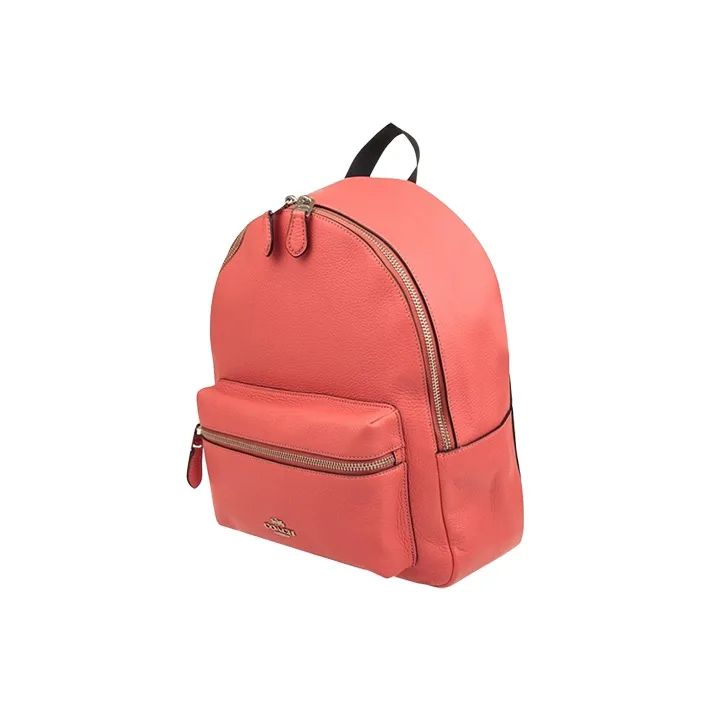 COACH Charlie Cow Leather Backpack Medium Size Women's Coral-1