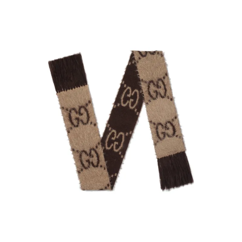 GUCCI Knit Scarves Unisex Beige/Brown-1