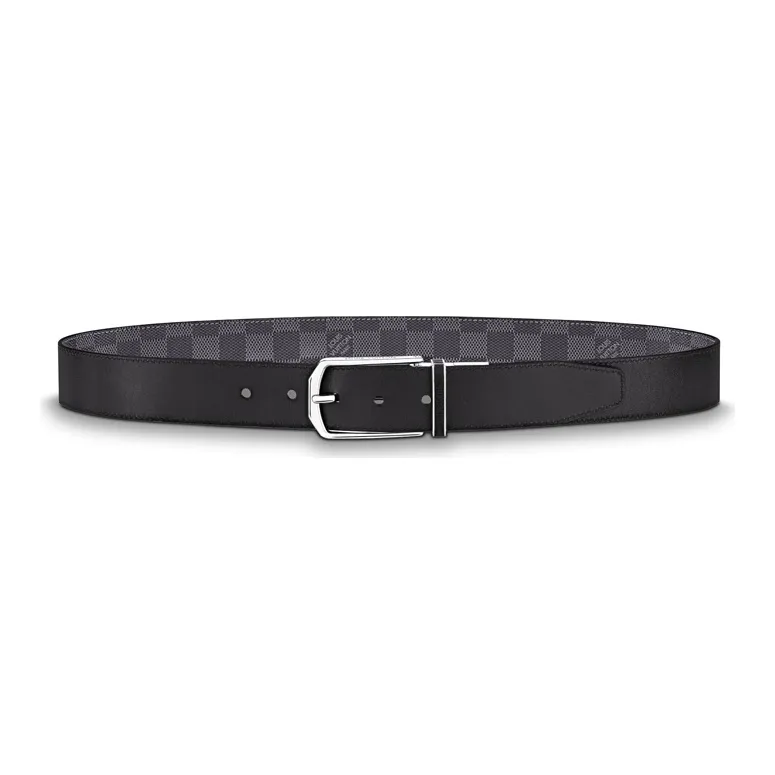LOUIS VUITTON Slender Cow Leather Belts Men's Width 3.5CM-1