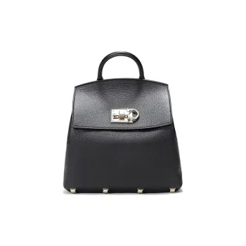 FERRAGAMO Cow Leather Handheld Backpack Women's Black