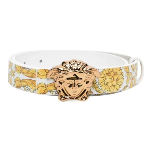 VERSACE Leather Belts Unisex White/Yellow