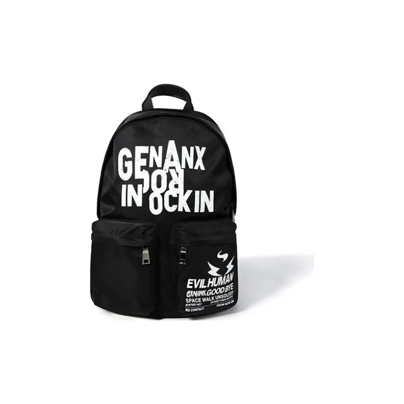 GENANX Polyester Portable Backpack Unisex Black-0