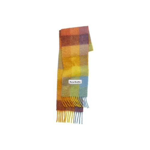 Acne Studios Knit Scarves Unisex Yellow/Light Blue/Brown