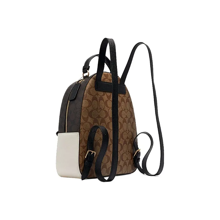 COACH Jordyn Canvas With Leather Backpack Large Size Women's Brown-1