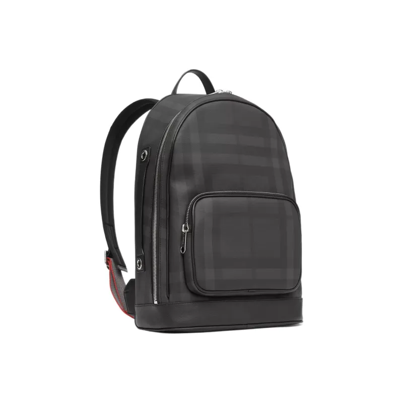 Burberry London Check And Leather Backpack Dark Charcoal-2