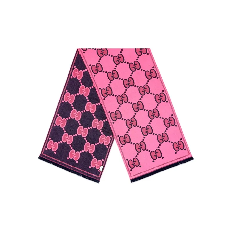 GUCCI Knit Scarves Unisex Pink/Blue-0
