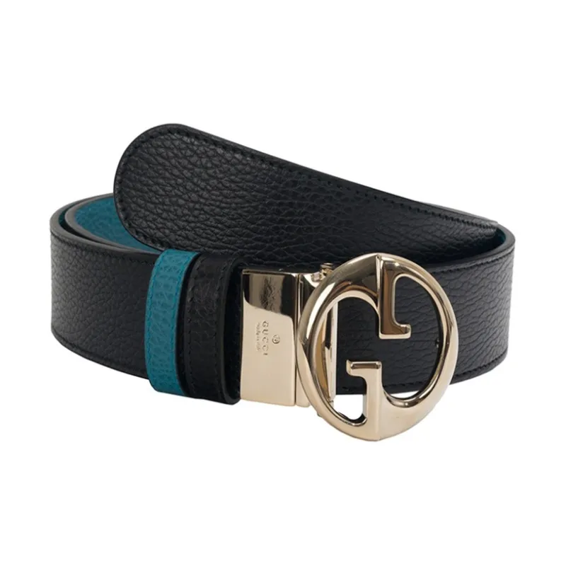 GUCCI Leather Belts Women's Black/Blue-0