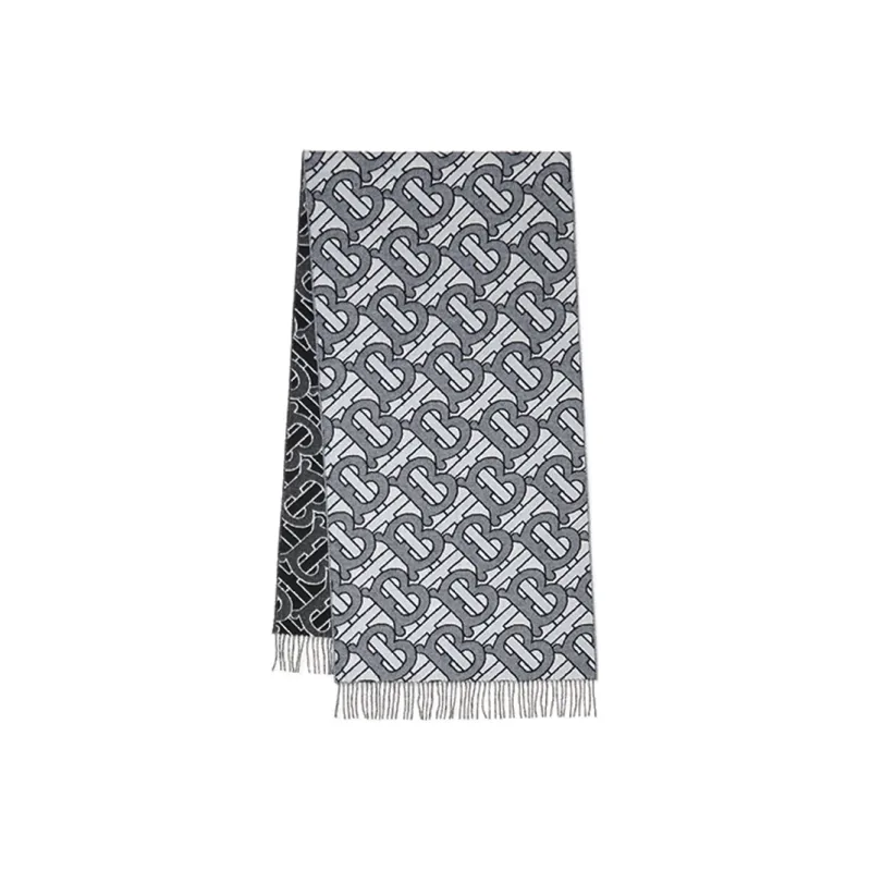 Burberry Knit Scarves Unisex Light Gray-0