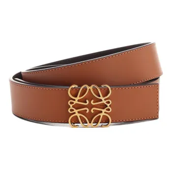 LOEWE Cow Leather Belts Unisex Brown/Black Width 3.5cm