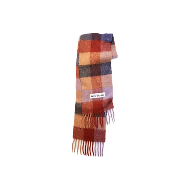 Acne Studios Knit Scarves Unisex Brown/Lilac/Marine Blue-0