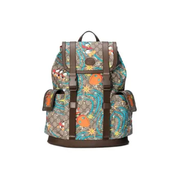 GUCCI Disney Collaboration Canvas With Leather Backpack Medium Size Unisex Ebony