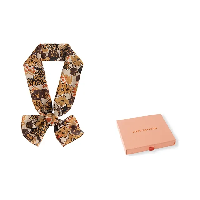 LOST PATTERN Silk Scarves Women's Multicolor/Coffee-3