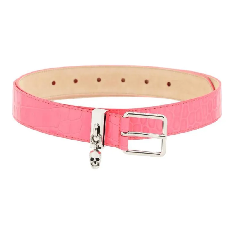 Alexander McQueen Leather Belts Unisex Pink-0