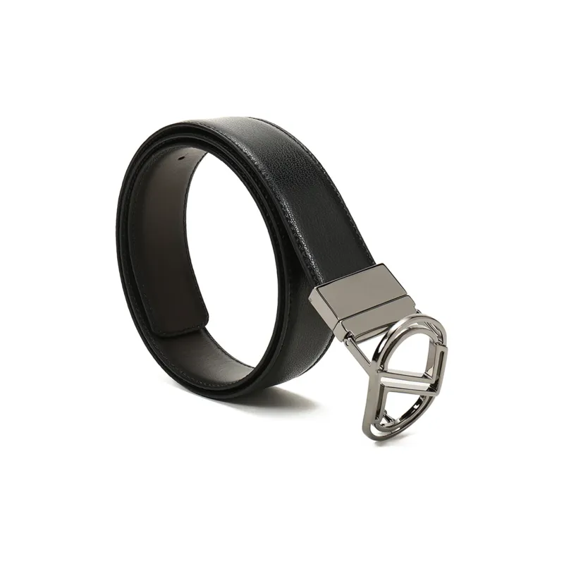 Zzegna Leather Belts Men Black Dark Brown-1