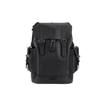 COACH Hudson Pebble Texture Cow Leather Mountaineering Bag Backpack Medium Size Men's Black