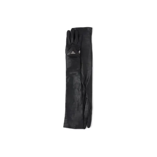 PRADA Triangle-Logo Zipped Pouch Long Gloves