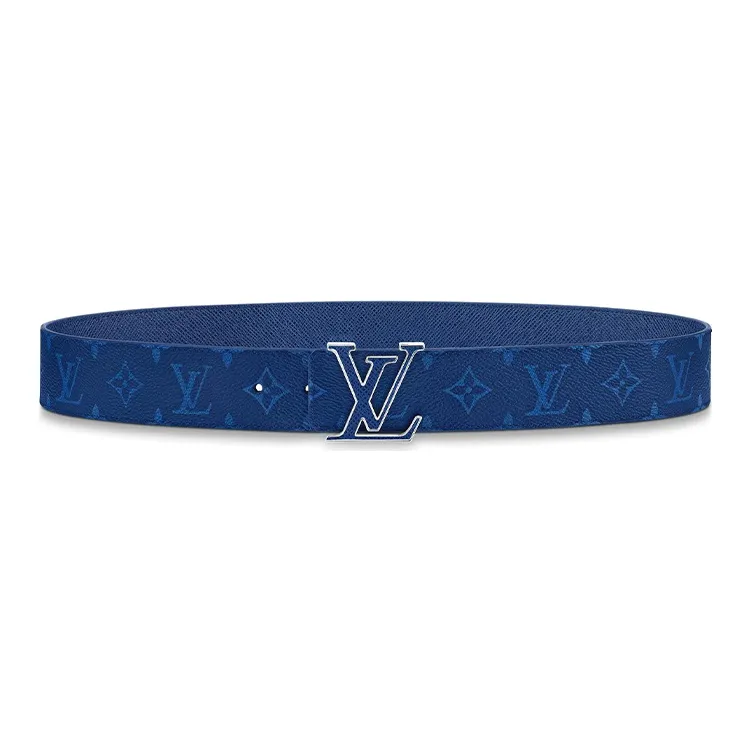 LOUIS VUITTON Lv Initiales Reversible Belt Monogram Cobalt Taiga 40MM-1