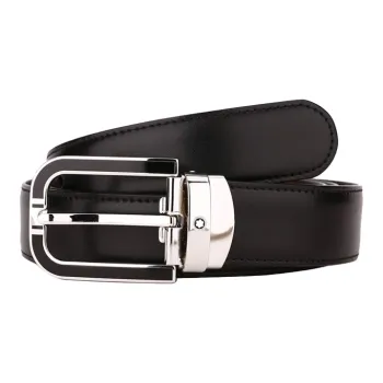 MONTBLANC Leather Belts Men's Black Brown 3cm