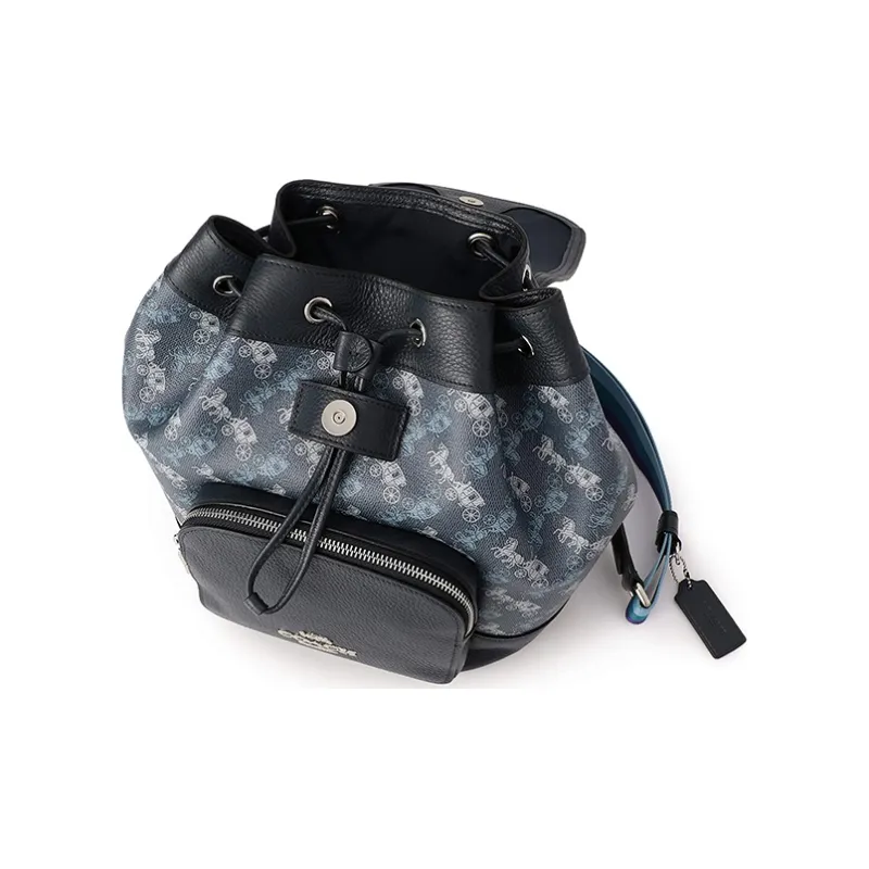 COACH Jes Patched PVC Bucket Bag Backpack Medium Size Women's Blue Gray-1
