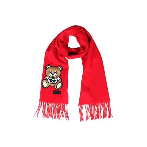 MOSCHINO logo-embroidered fringed scarf