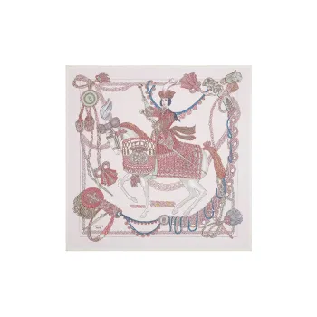 HERMES Silk Scarves Women's Light Pink