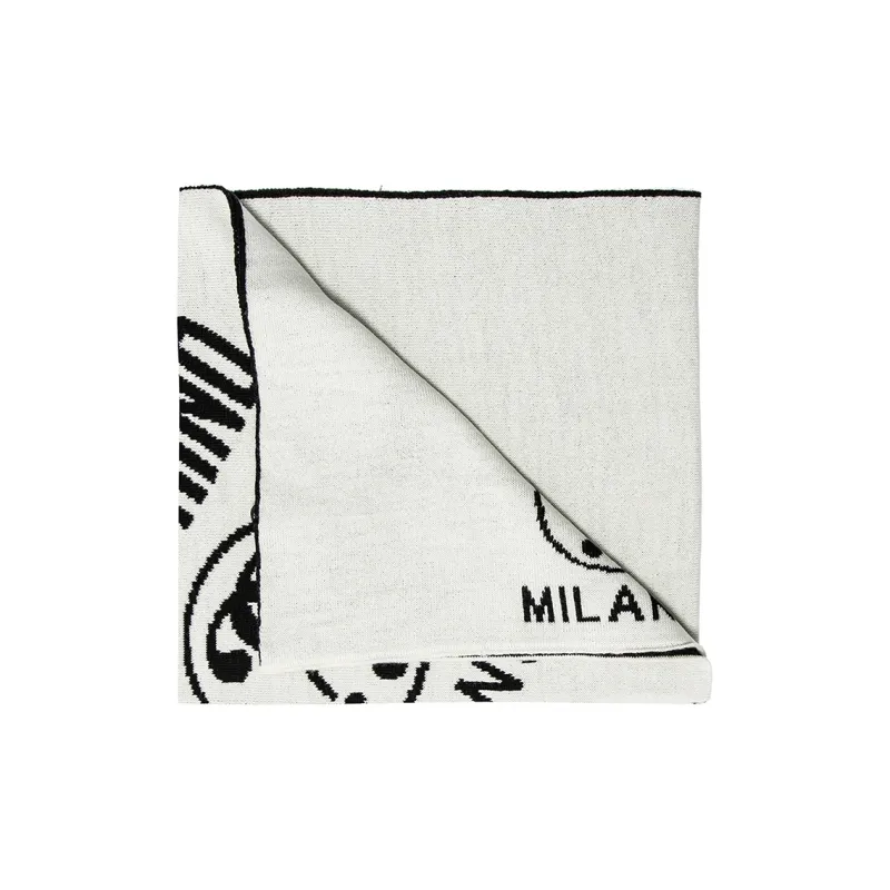 MOSCHINO Wool Knit Scarves Unisex Black Gray Two Colors-2