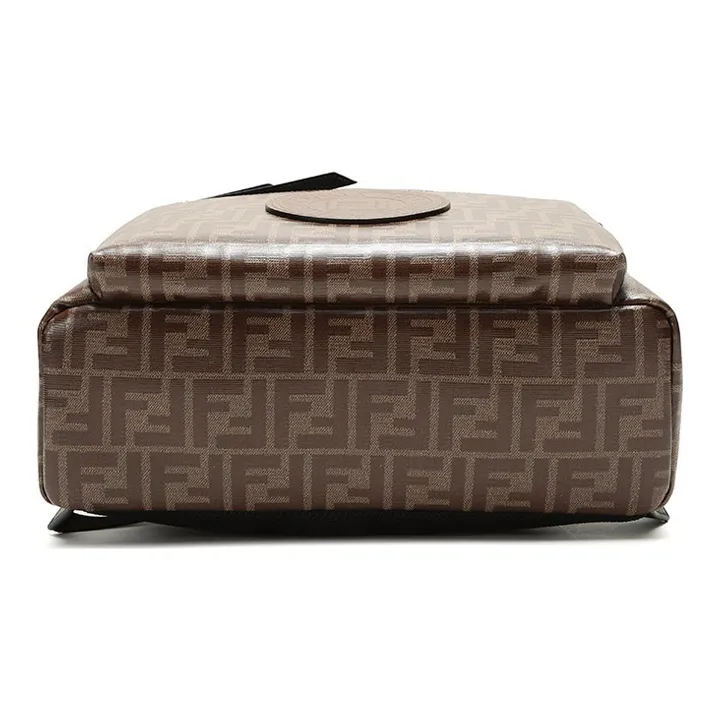 FENDI Coated Canvas With Leather Backpack Regular Men's Brown-4