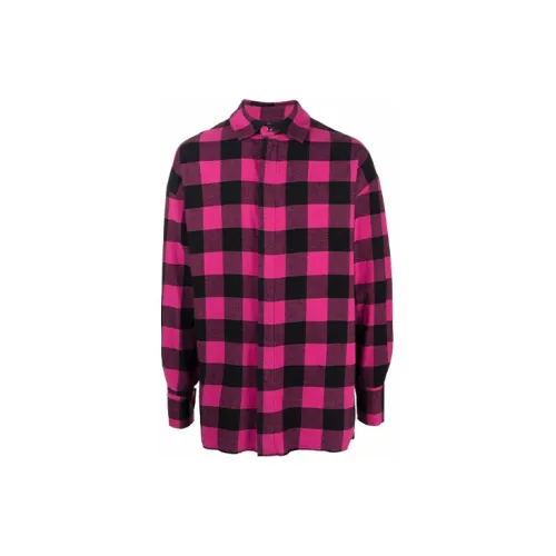 PALM ANGELS Checked Curved Logo Overshirt Shirt 