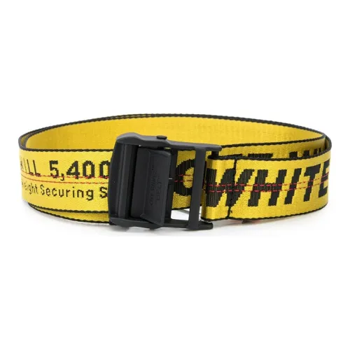 OFF WHITE Prominent Letter Embroidery Leather Belts Unisex Yellow