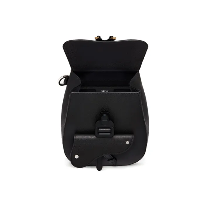 DIOR Saddle Cow Leather Backpack Men's Black-3