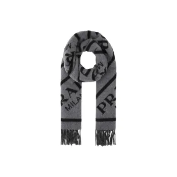 PRADA Knit Scarves Unisex Gray