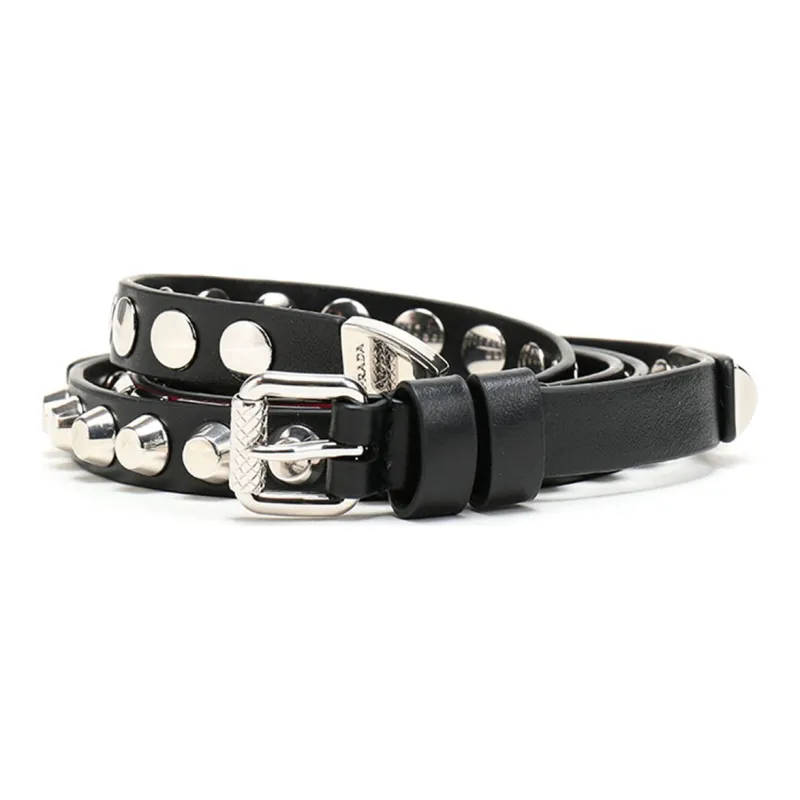 PRADA Leather Belts Women's Black Red-2