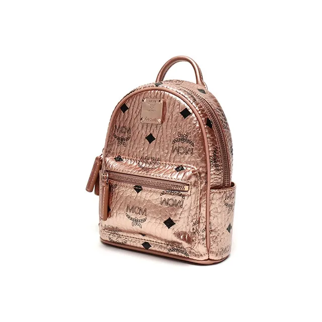 MCM Essential Visetos Origina Canvas Backpack Women's Champagne Gold-1