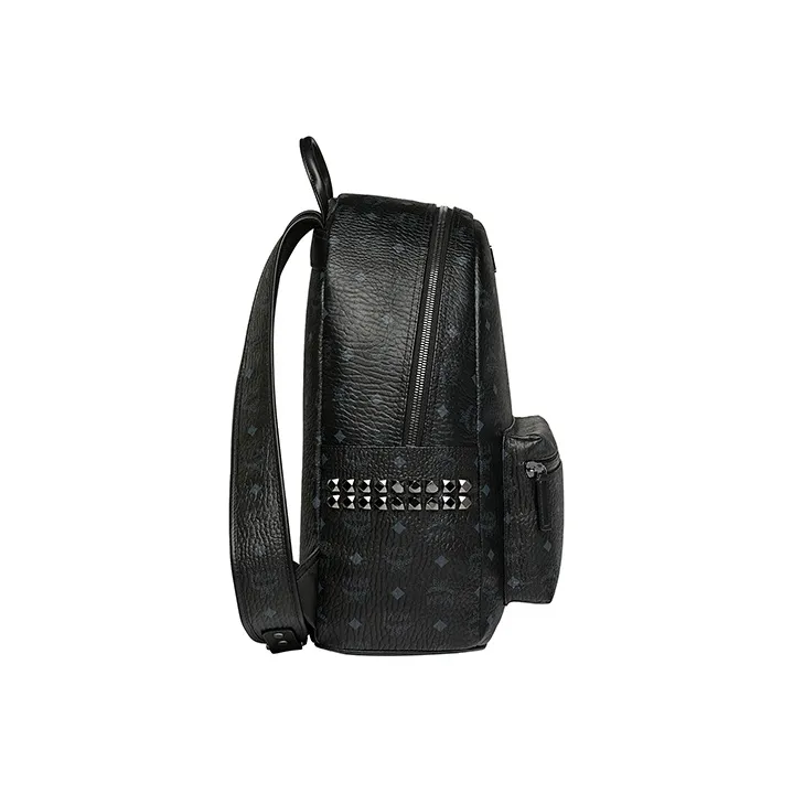 MCM Stark Backpack Visetos Side Studs Medium Black-2