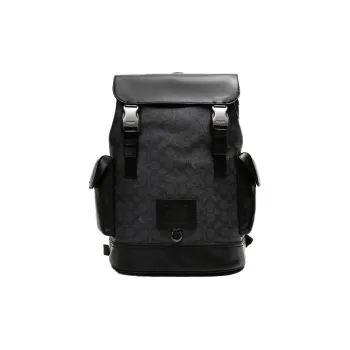COACH Rivington Canvas With Leather Backpack Large Size Men's Black