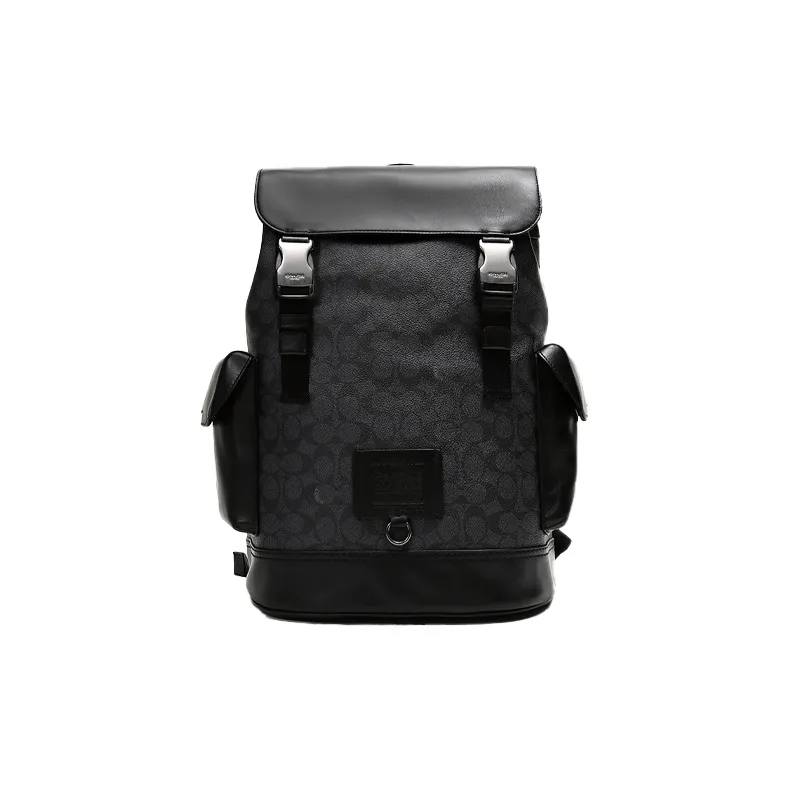COACH Rivington Canvas With Leather Backpack Large Size Men's Black-0