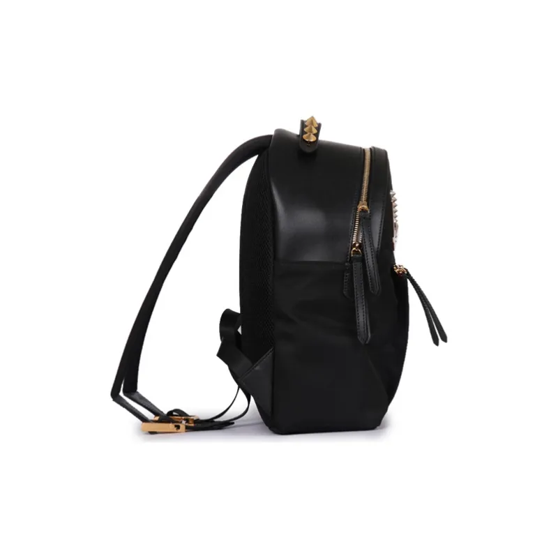 FENDI Fabric With Leather Backpack Men's Black-2