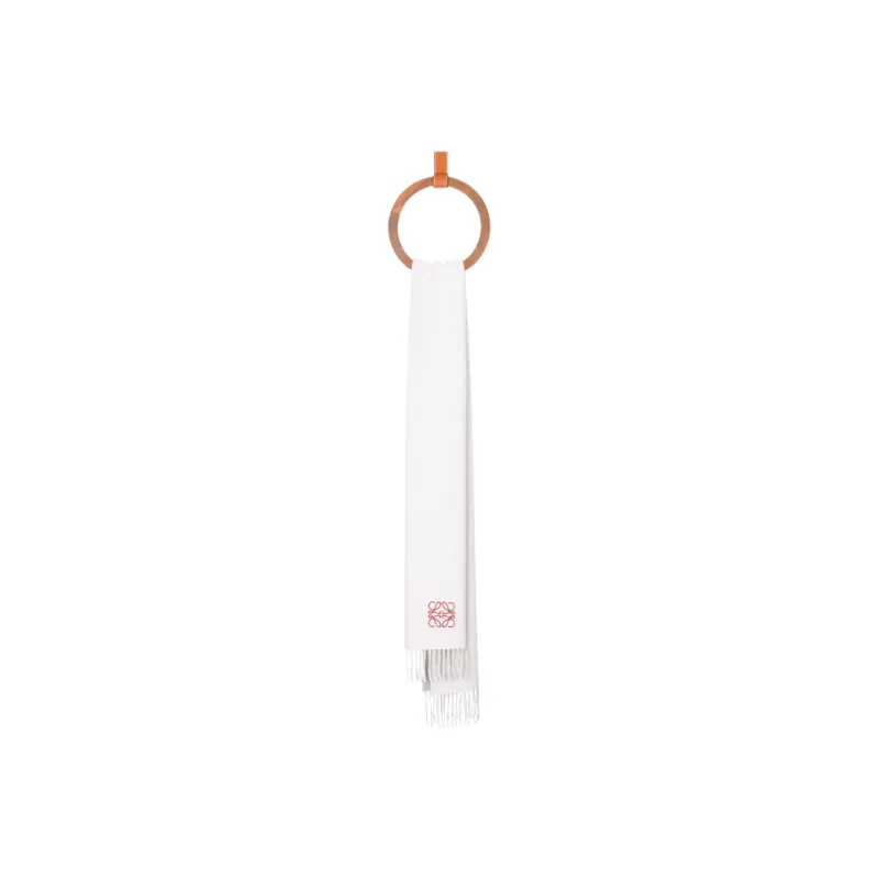 LOEWE Wool Knit Scarves Unisex White/Gray-3