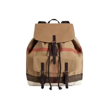 Burberry Canvas With Leather Backpack Regular Men's Yellow Brown