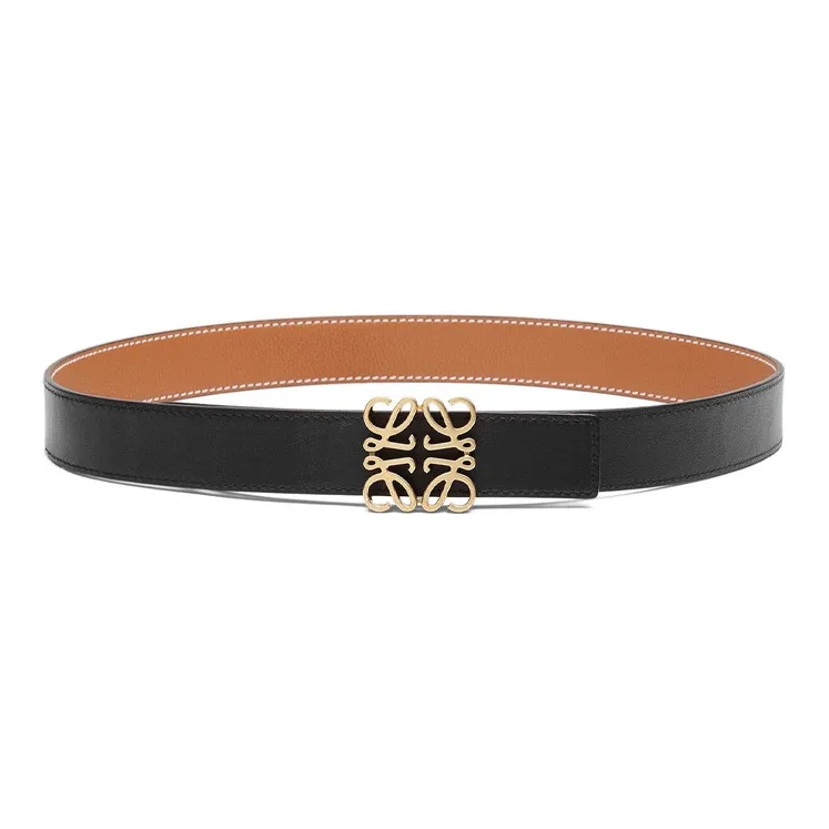 LOEWE Leather Belts Unisex Black/Tawny Width 3.2cm-1