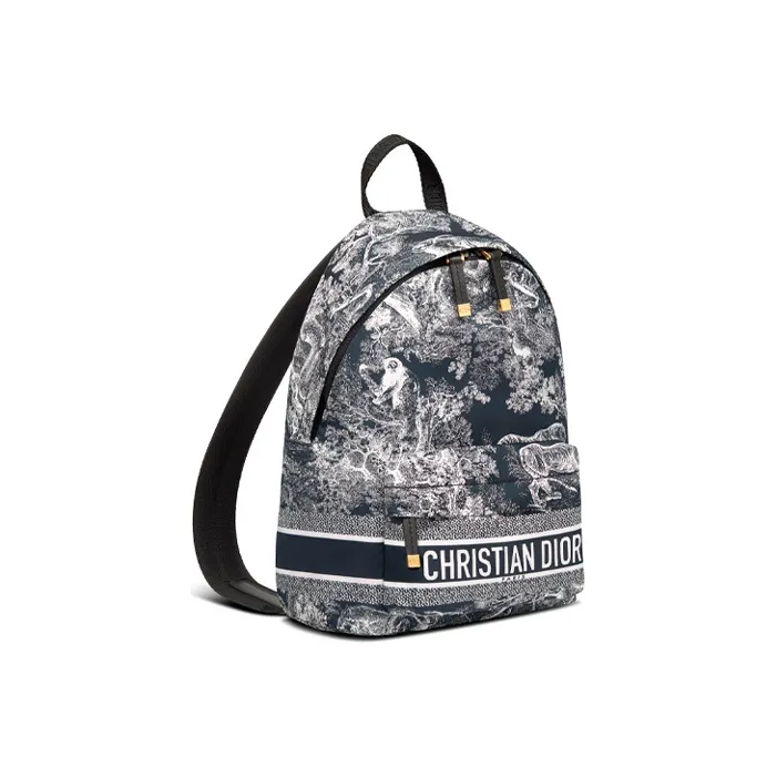DIOR Fabric Backpack Small Size Women's Blue/Black-1
