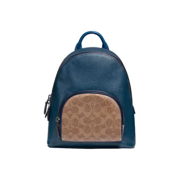 COACH Carrie Cow Leather Backpack Women's Blue Brown