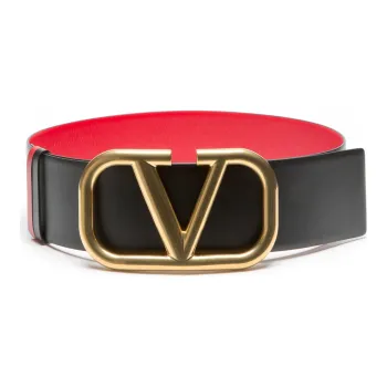Valentino V Logo Leather Belt